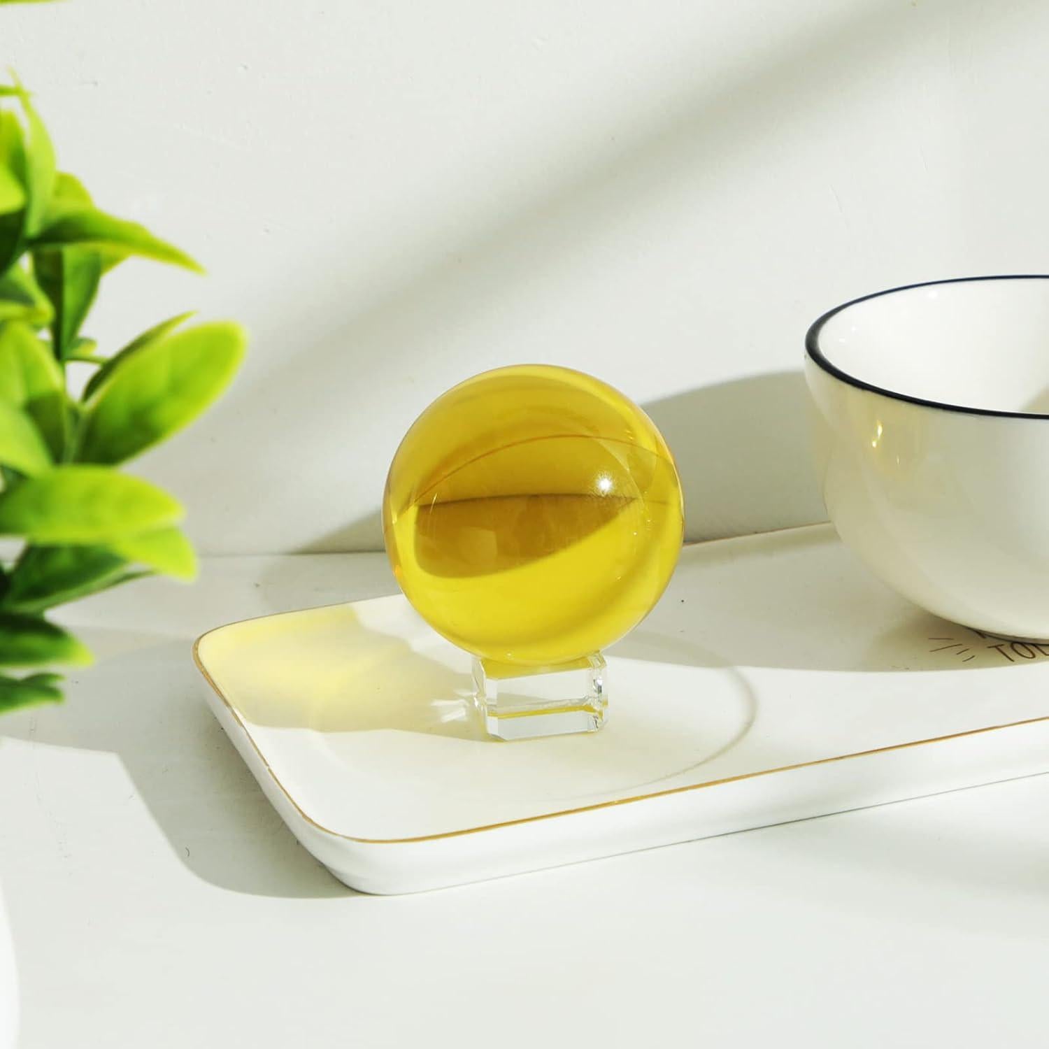 Bola de Cristal K9 60mm LONGWIN con Soporte Amarillo