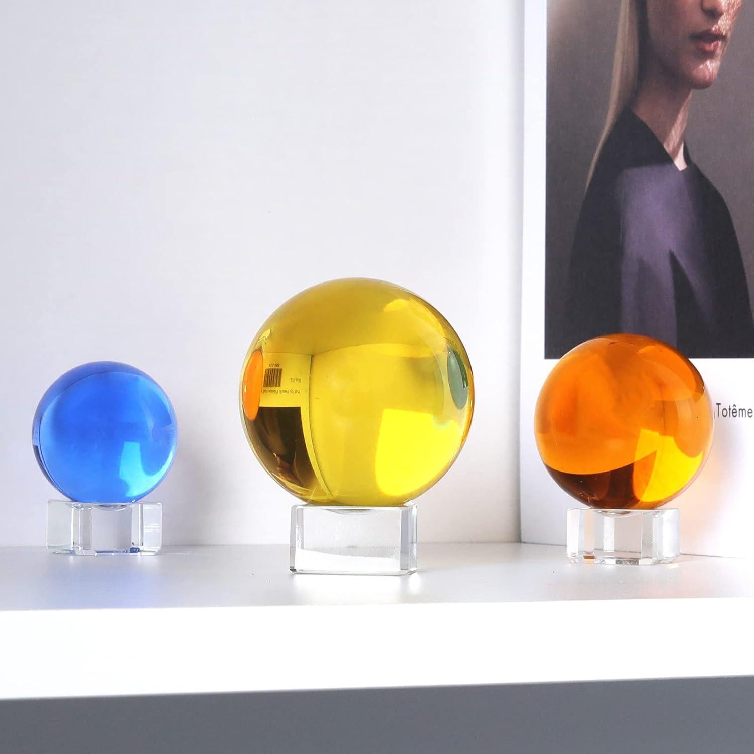 Bola de Cristal K9 60mm LONGWIN con Soporte Amarillo