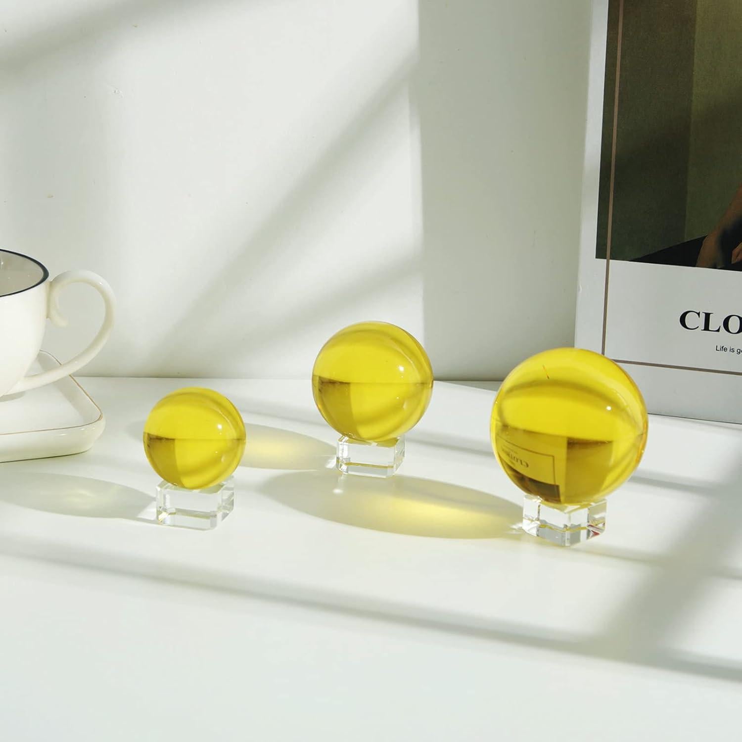 Bola de Cristal K9 60mm LONGWIN con Soporte Amarillo