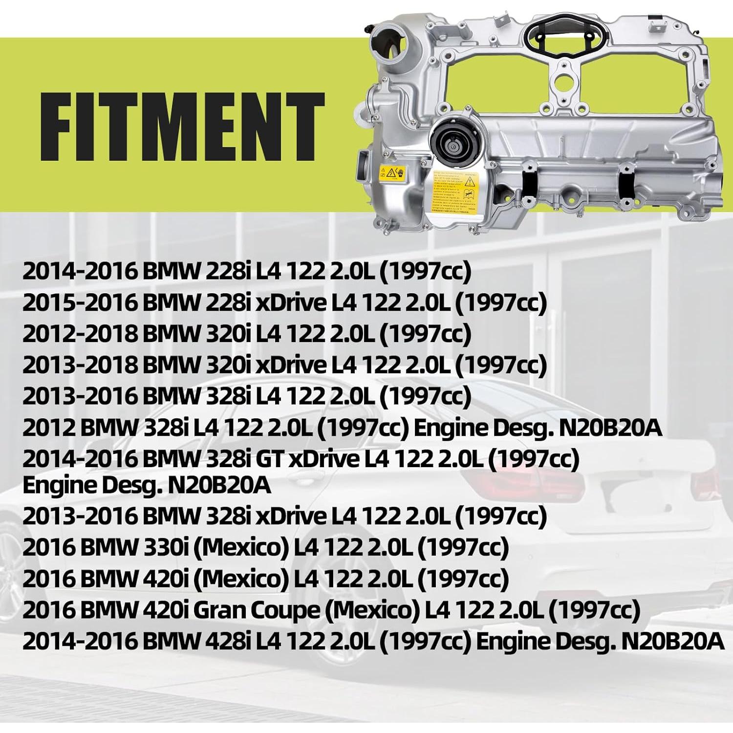 Cubierta de Válvula de Aluminio Mocar7 para BMW 2.0L 2012-2018