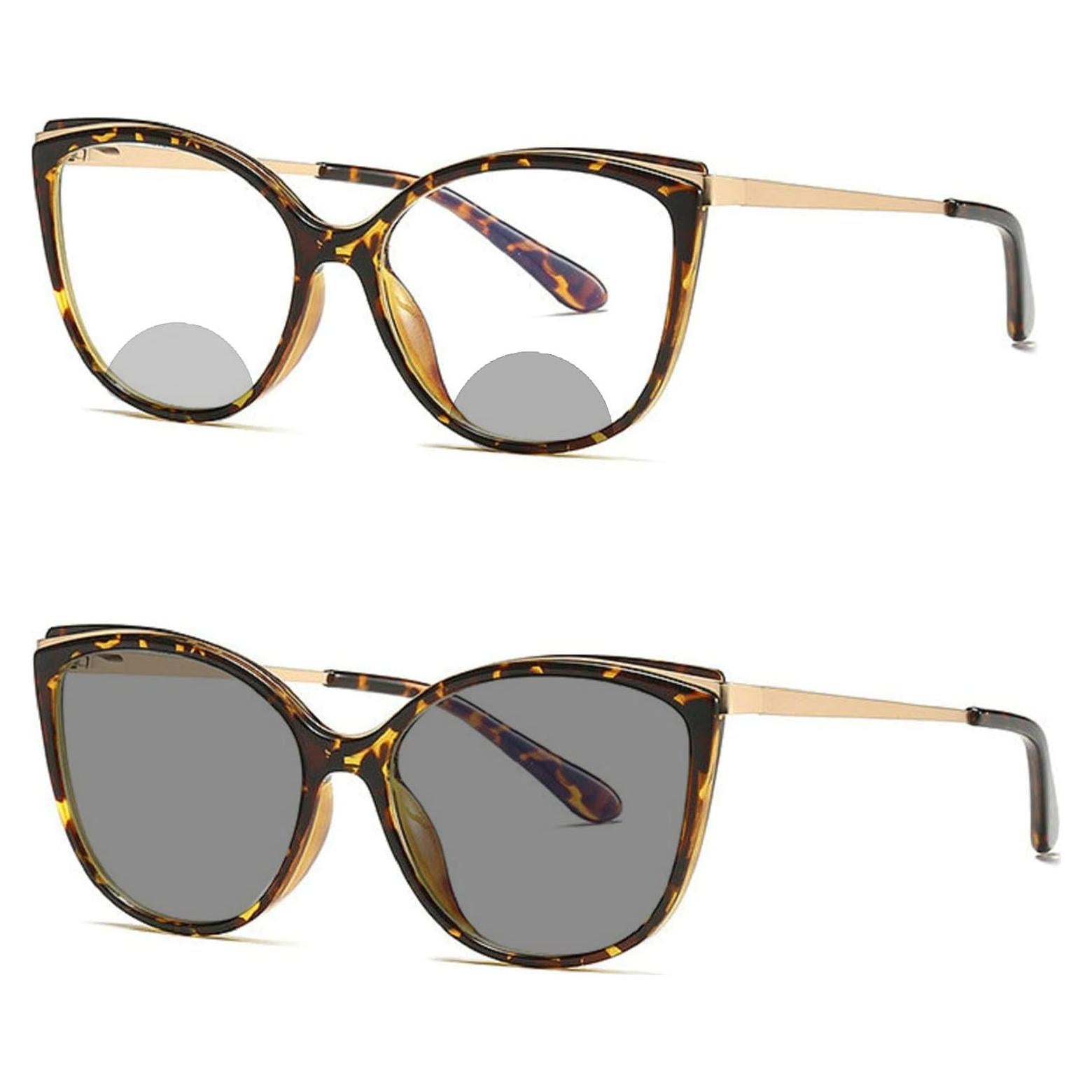 Gafas de lectura progresivas UV400 para mujeres Leopardo 2.25x