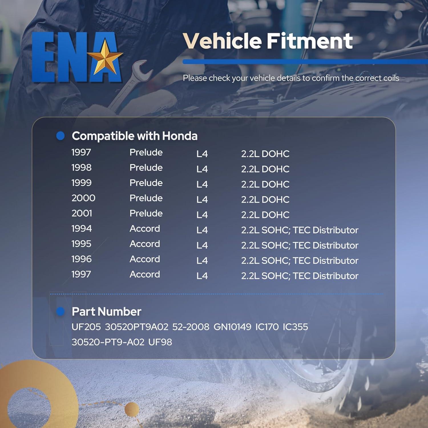 Bobina de Encendido ENA UF205 para Honda Accord y Prelude