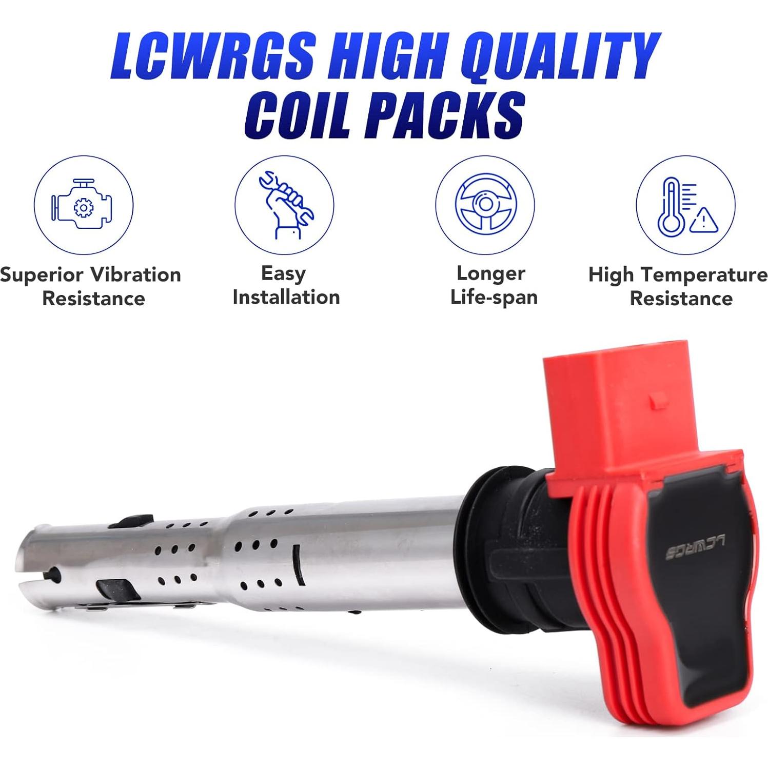 Juego de 4 Bobinas de Encendido LCWRGS para Audi y VW 2.0T