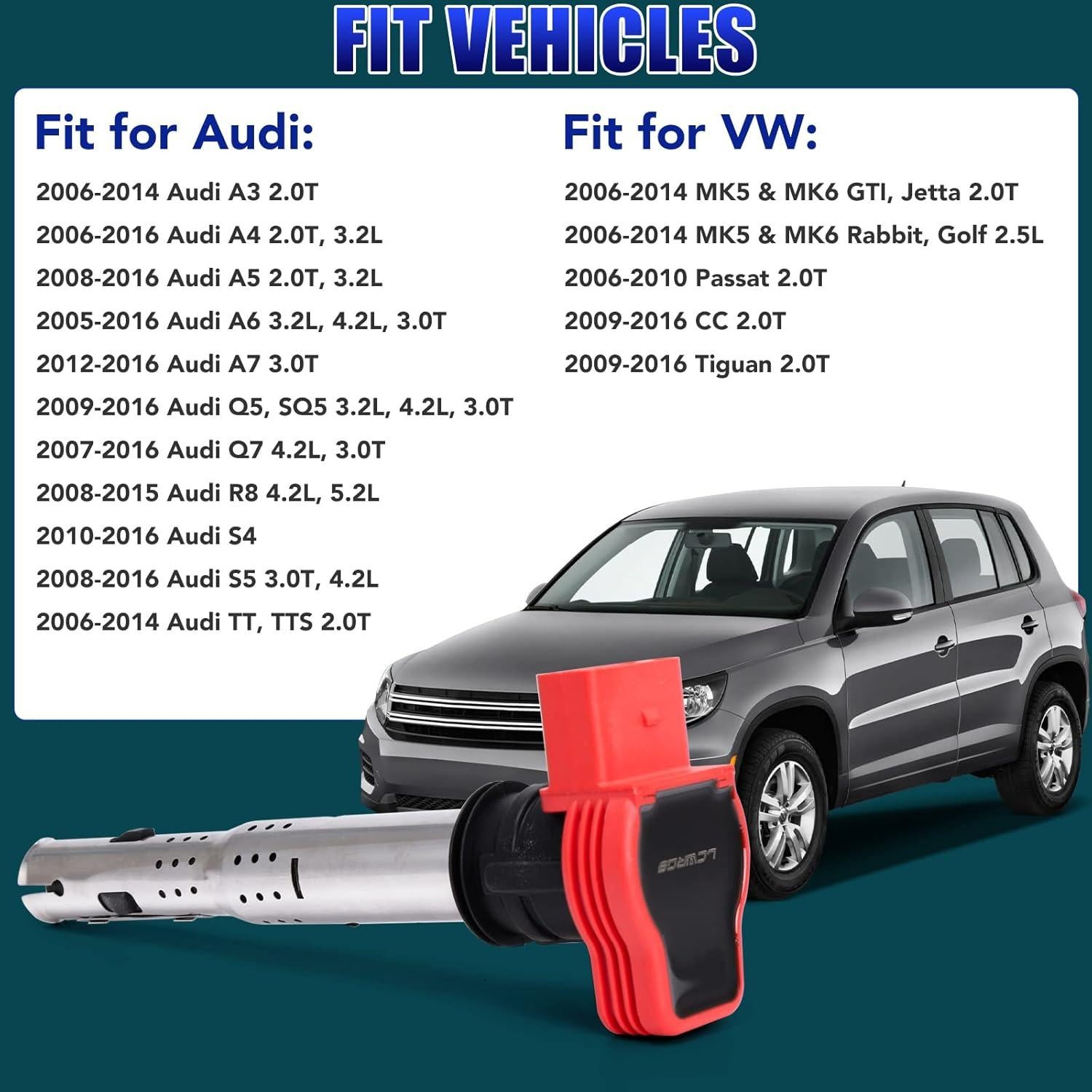 Juego de 4 Bobinas de Encendido LCWRGS para Audi y VW 2.0T
