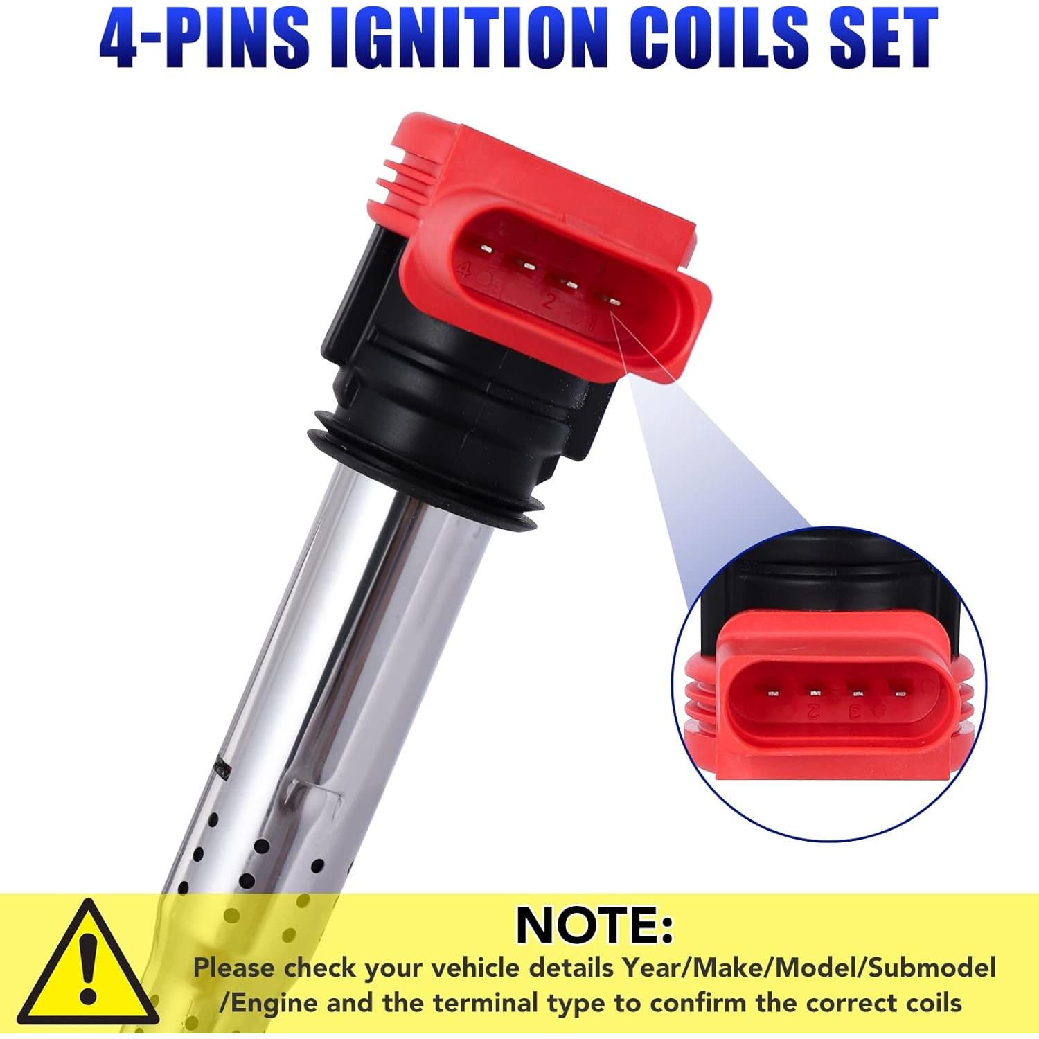 Juego de 4 Bobinas de Encendido LCWRGS para Audi y VW 2.0T