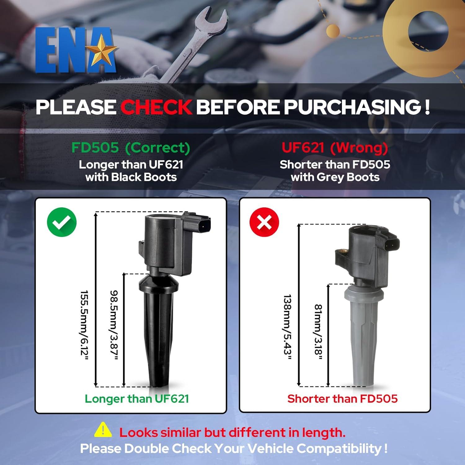 ENA Juego de 4 Bobinas de Encendido para Ford Mazda 2.0L 2.3L