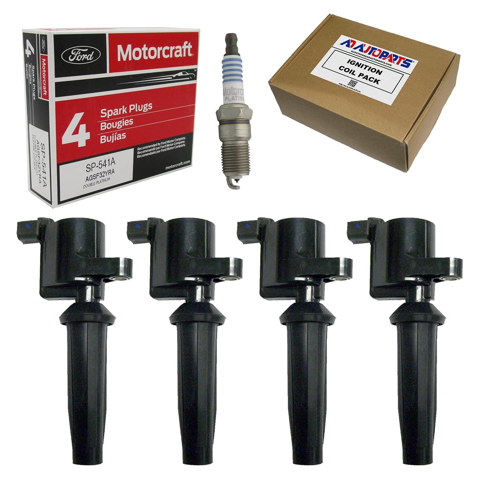 Juego de 4 Bobinas de Encendido y 4 Bujías Doble Platino AD Auto Parts