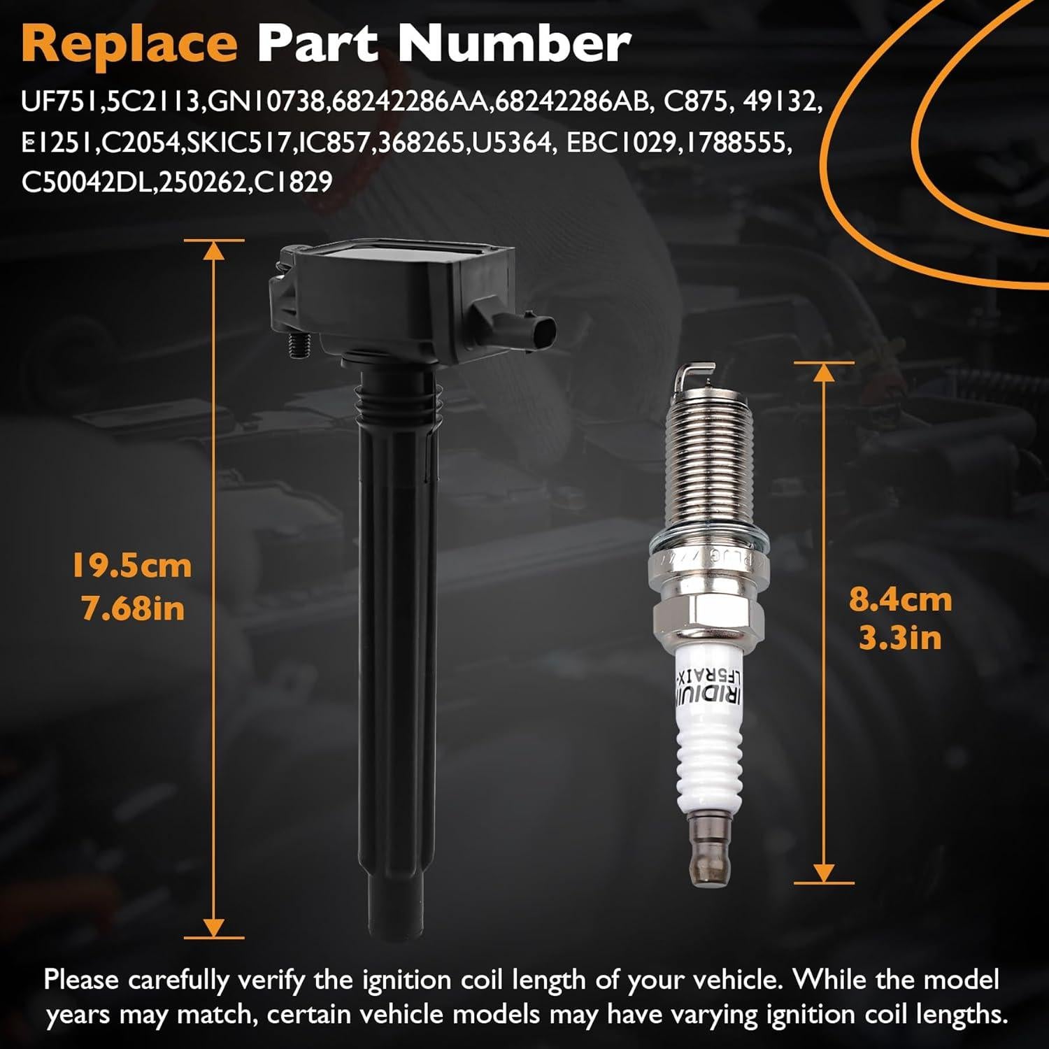 Paquete Bobinas de Encendido HQPASFY UF751 + 4 Bujías Iridio