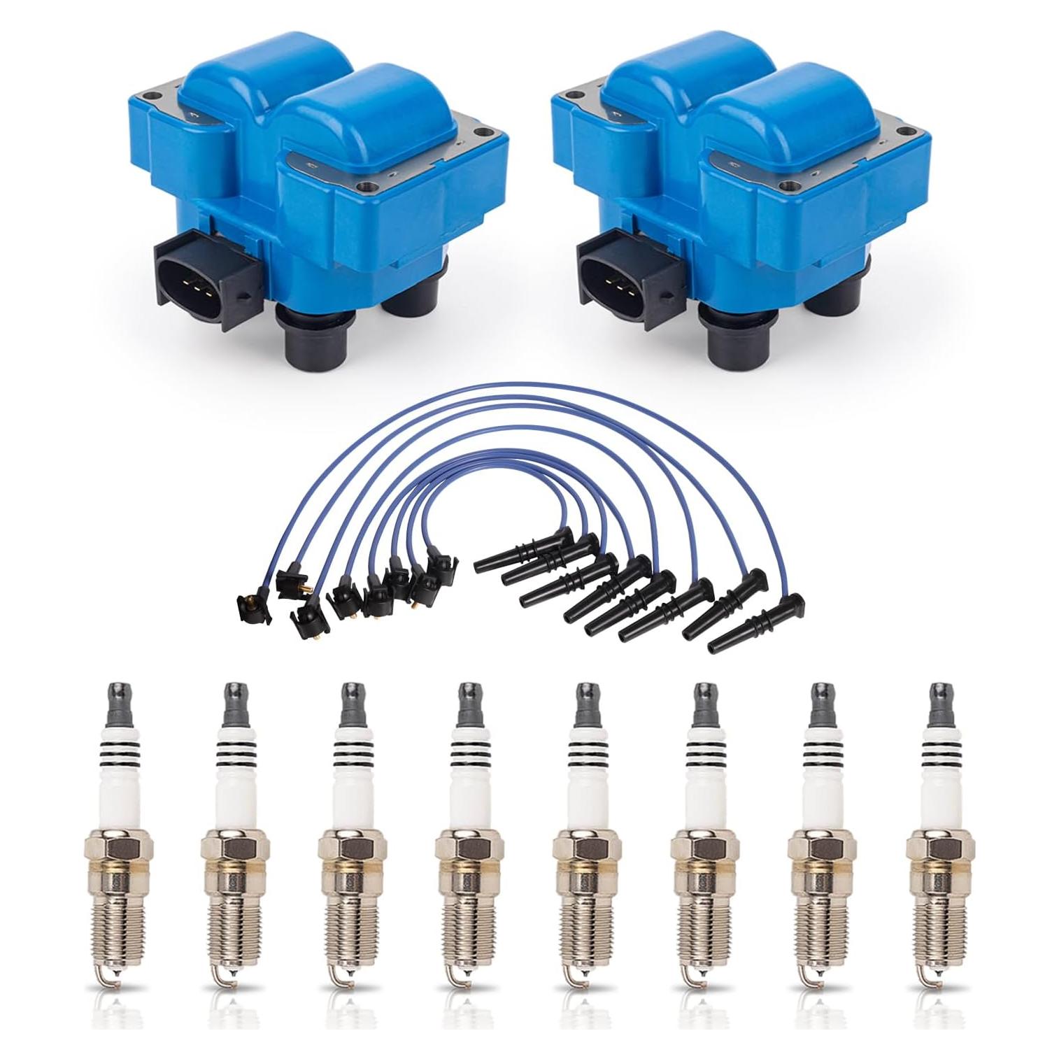 ENA Juego de 2 Bobinas de Encendido y 8 Bujías Platino para Ford