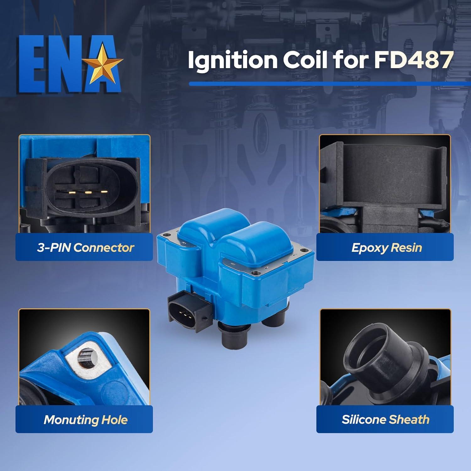 ENA Juego de 2 Bobinas de Encendido y 8 Bujías Platino para Ford