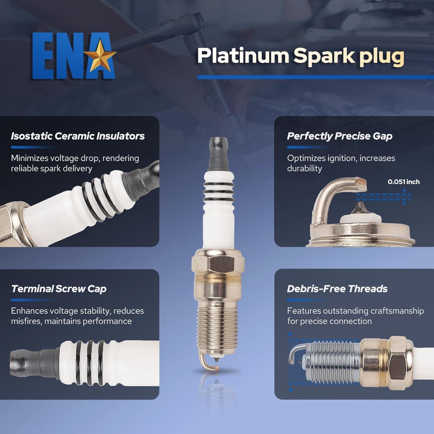 ENA Juego de 2 Bobinas de Encendido y 8 Bujías Platino para Ford