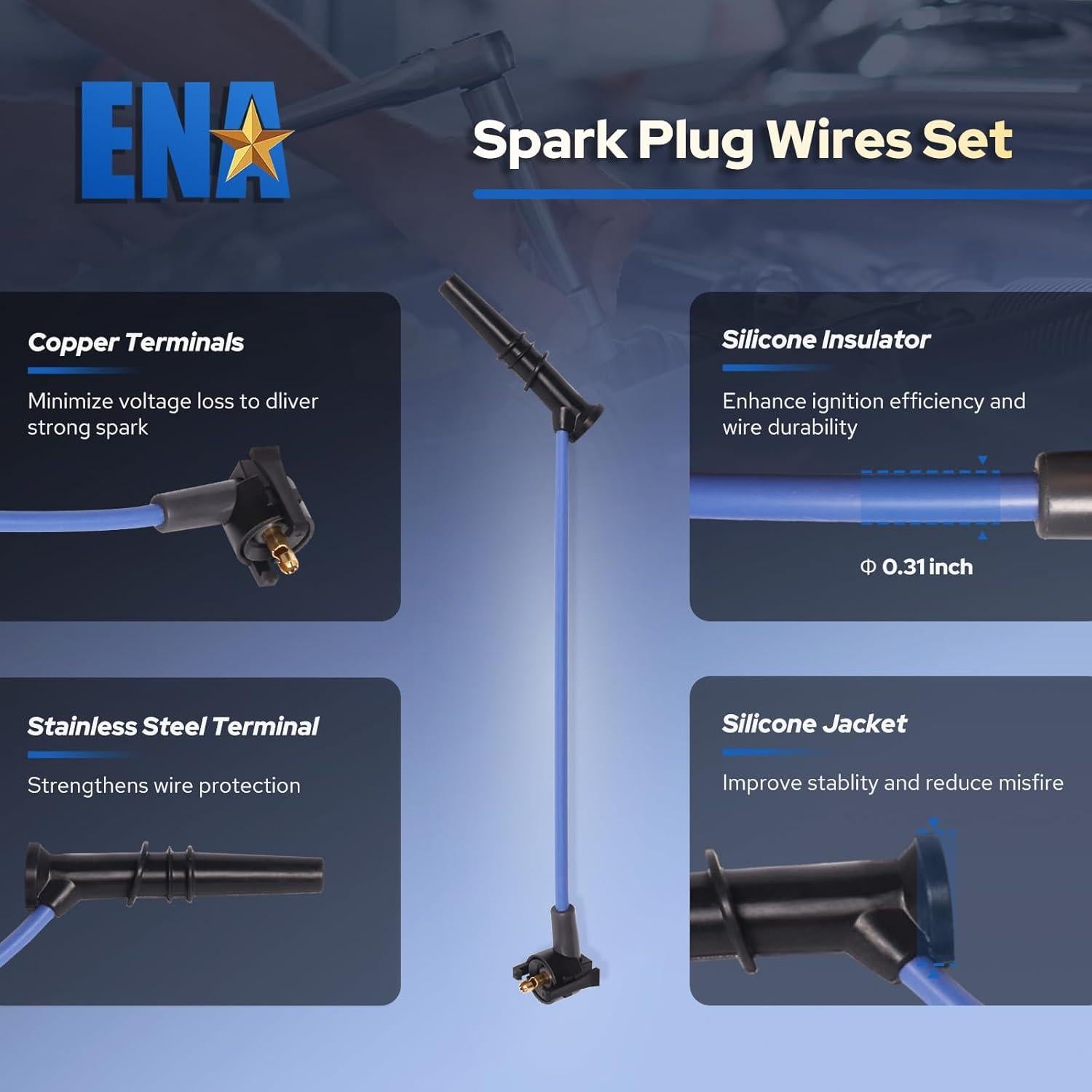 ENA Juego de 2 Bobinas de Encendido y 8 Bujías Platino para Ford