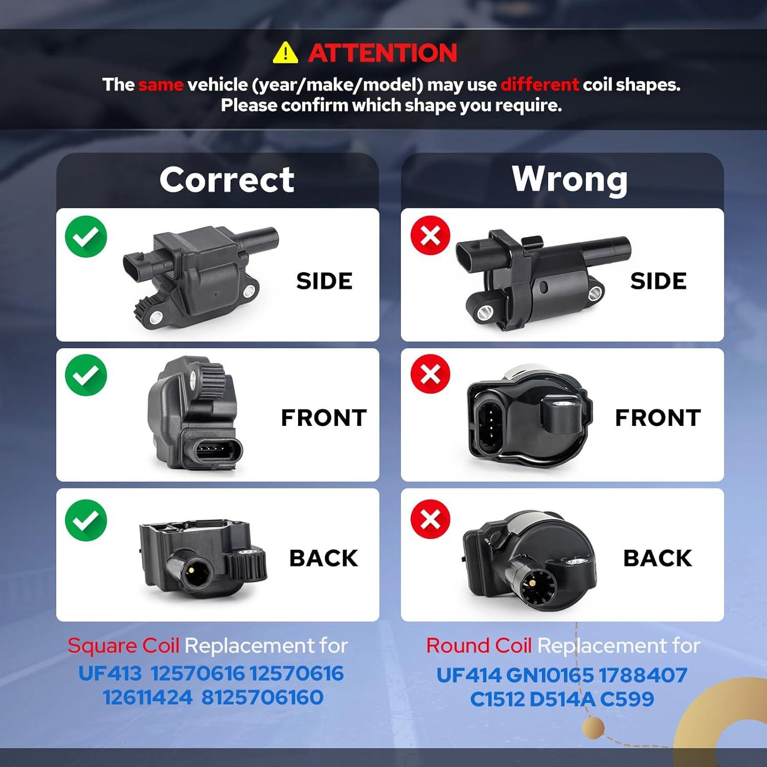 ENA Juego de 8 Bobinas de Encendido Cuadradas para Chevrolet y GMC