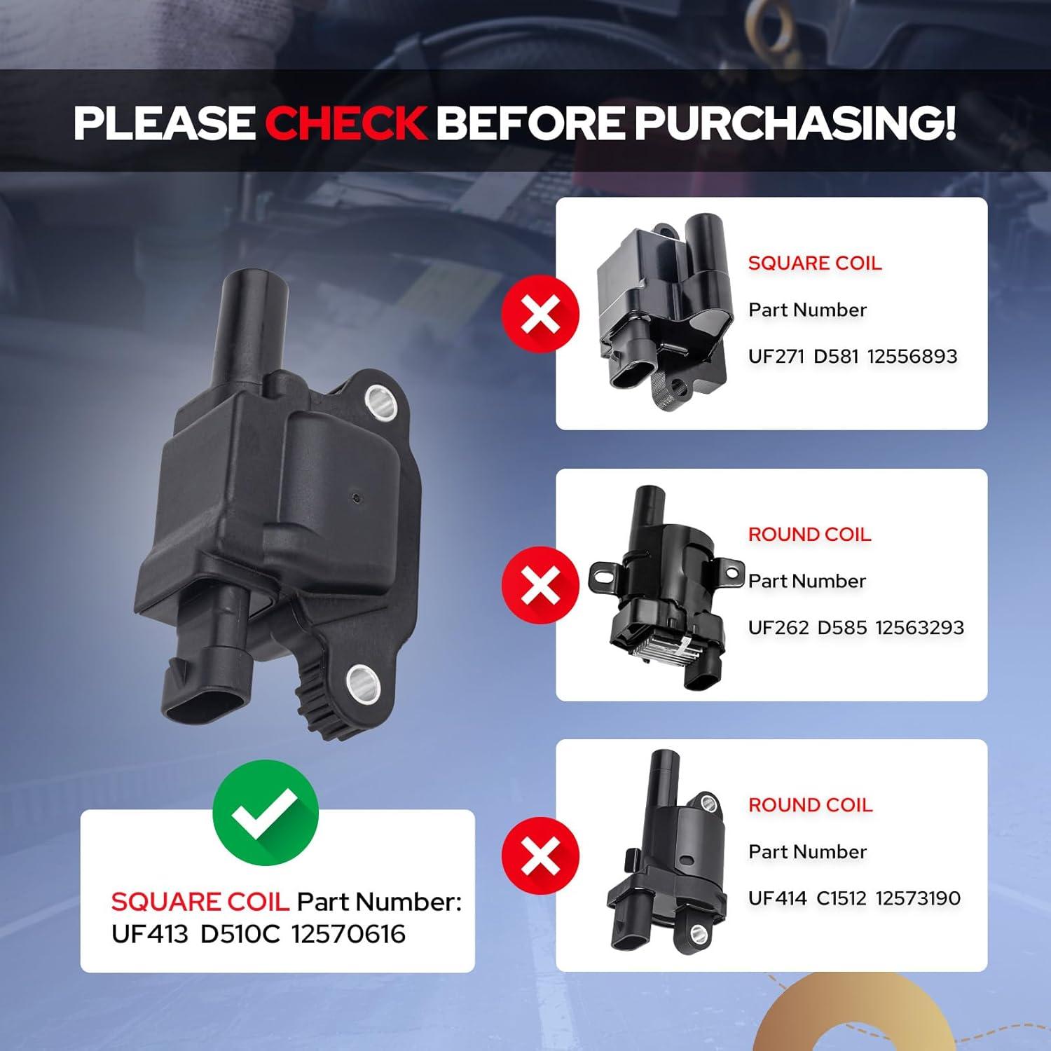 ENA Juego de 8 Bobinas de Encendido Cuadradas para Chevrolet y GMC