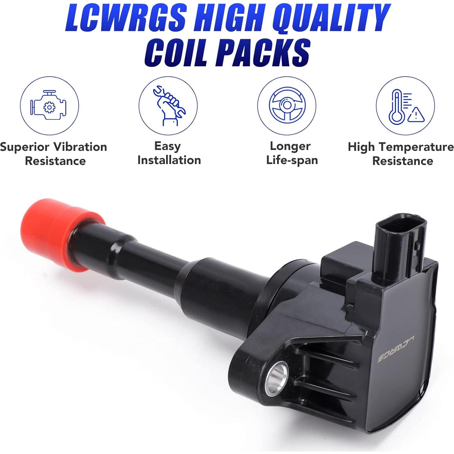 Juego de 4 Bobinas de Encendido LCWRGS para Honda Civic Híbrido 1.3L 2003-2011