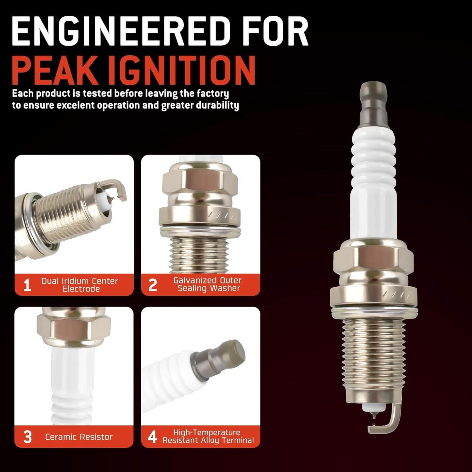 Juego de 4 Bobinas de Encendido y Bujías Iridio HYR UF582 para Honda Civic 1.8L