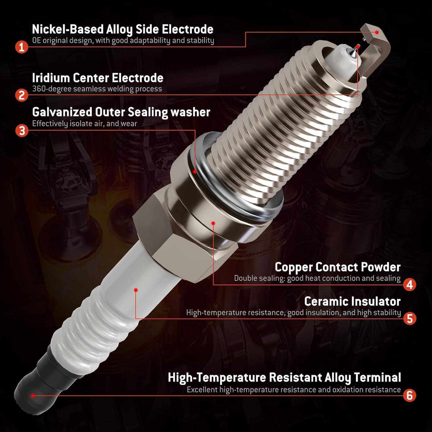 Juego de 4 Bobinas de Encendido y Bujías Iridio HYR UF582 para Honda Civic 1.8L