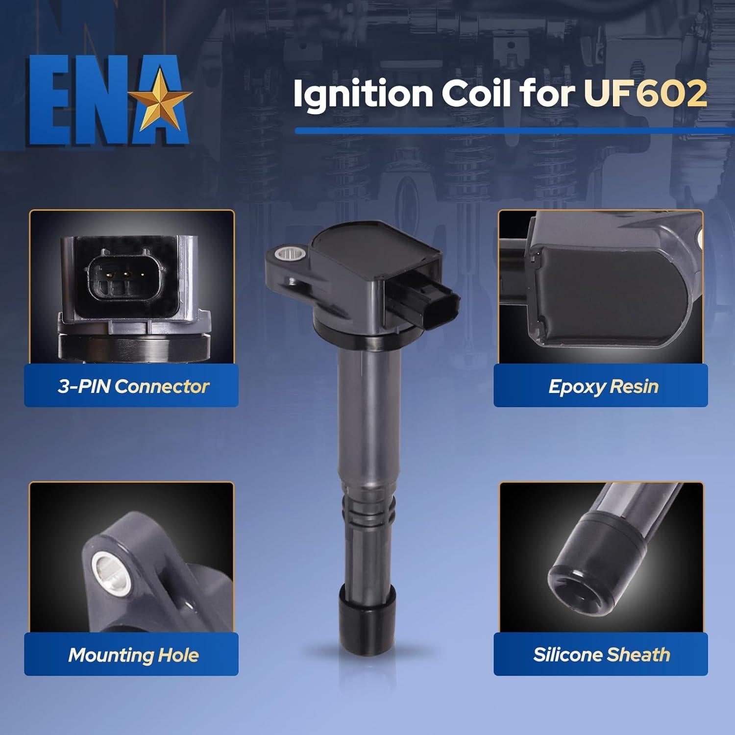 Juego de 4 Bobinas de Encendido ENA UF602 para Honda y Acura