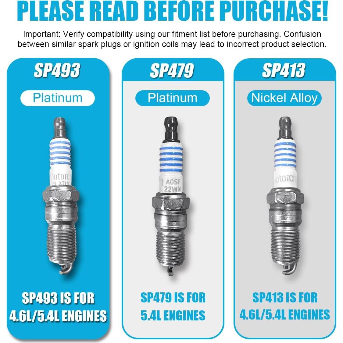 Juego de 8 Bobinas de Encendido MAS DG508 y Bujías Motorcraft SP493