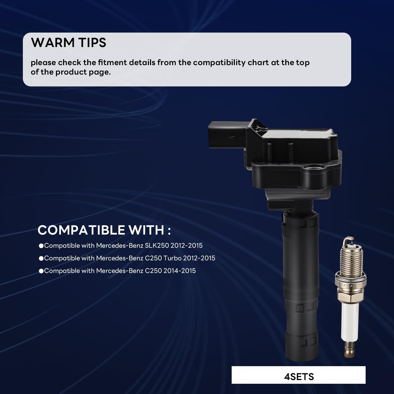 Bobinas de Encendido GAGOLCAR UF658 + Bujías Iridio (Juego de 4) - Compatible Mercedes-Benz