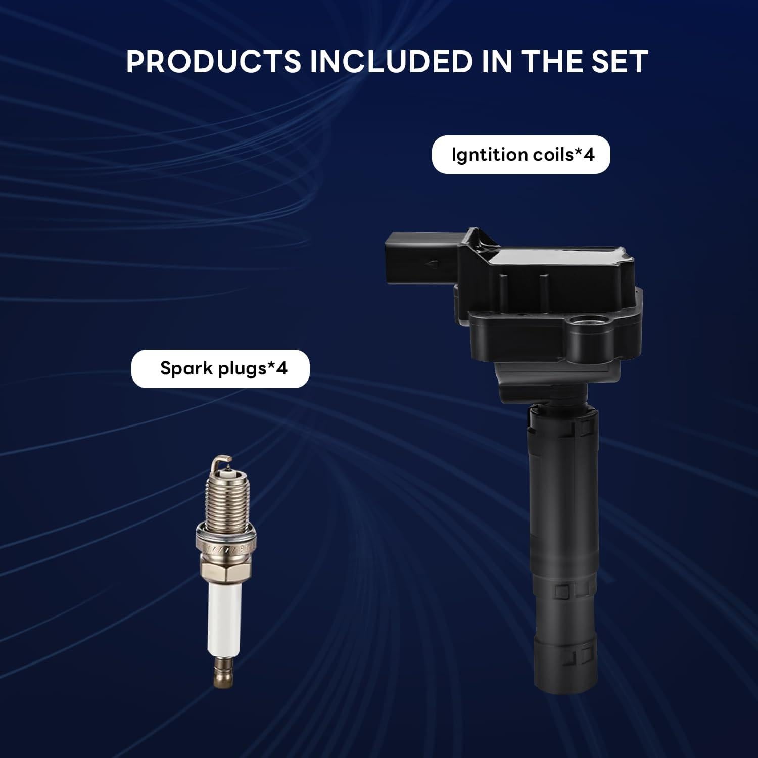 Bobinas de Encendido GAGOLCAR UF658 + Bujías Iridio (Juego de 4) - Compatible Mercedes-Benz