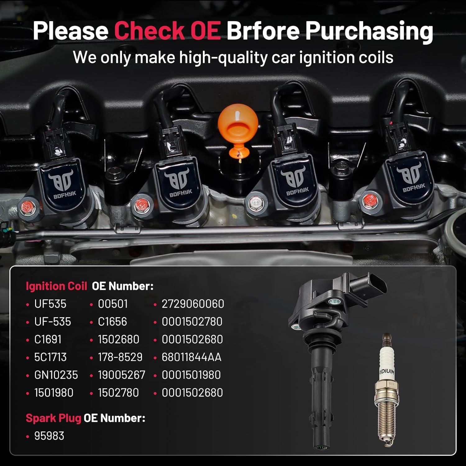 Bobina de Encendido UF535 y Bujías de Iridio 95983 BDFHYK