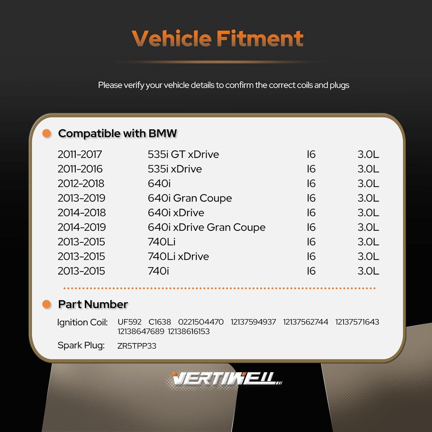 Juego de 6 Bobinas de Encendido y Bujías Platino Vertiwell