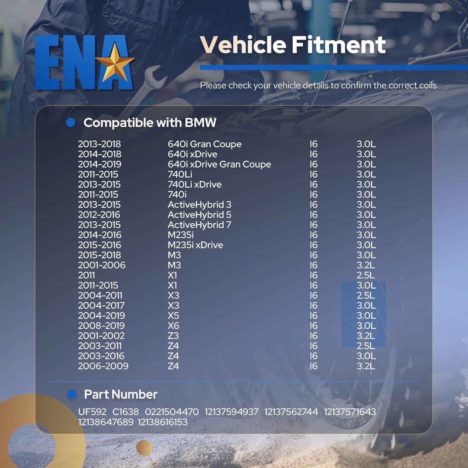 Juego de 6 Bobinas de Encendido ENA para BMW 128i 135i 335i