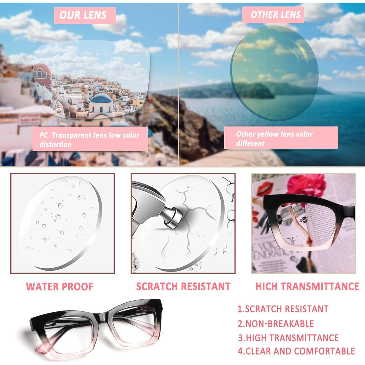 Paquete de 6 Gafas de Lectura ZOECENT con Bloqueo Luz Azul