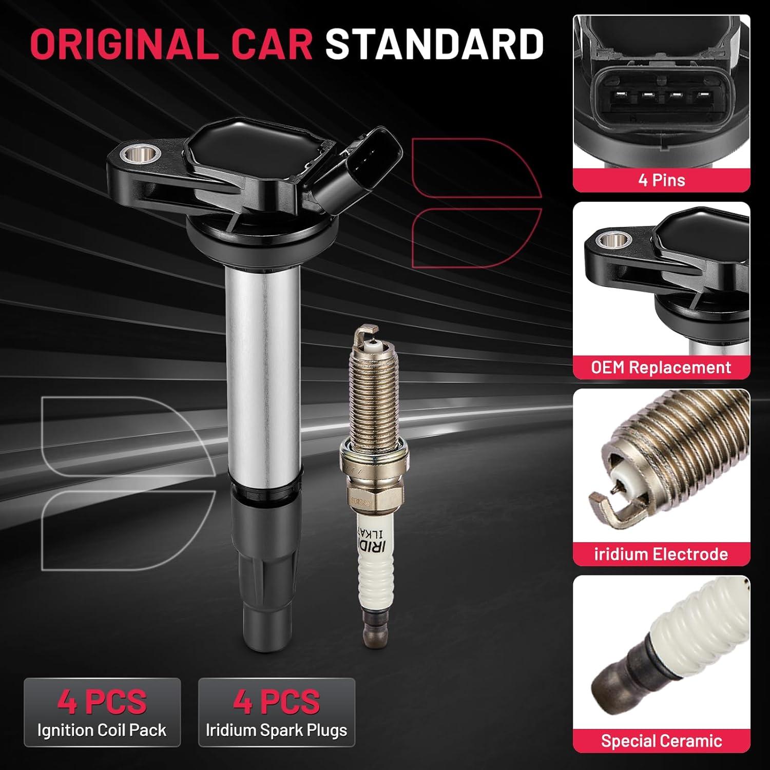 Juego de 4 Bobinas de Encendido UF596 y Bujías 93501 BDFHYK