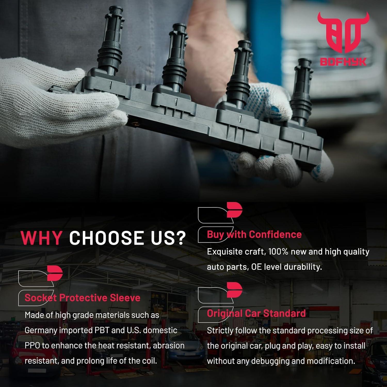 Juego de 4 Bobinas de Encendido UF596 y Bujías 93501 BDFHYK