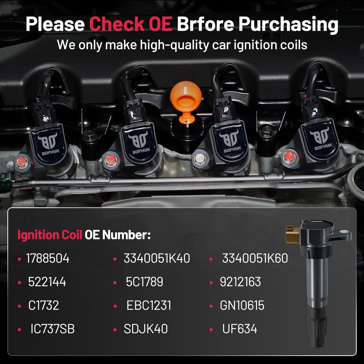 Bobinas de Encendido BDFHYK Pack de 4 para Suzuki 1.2L-2.4L