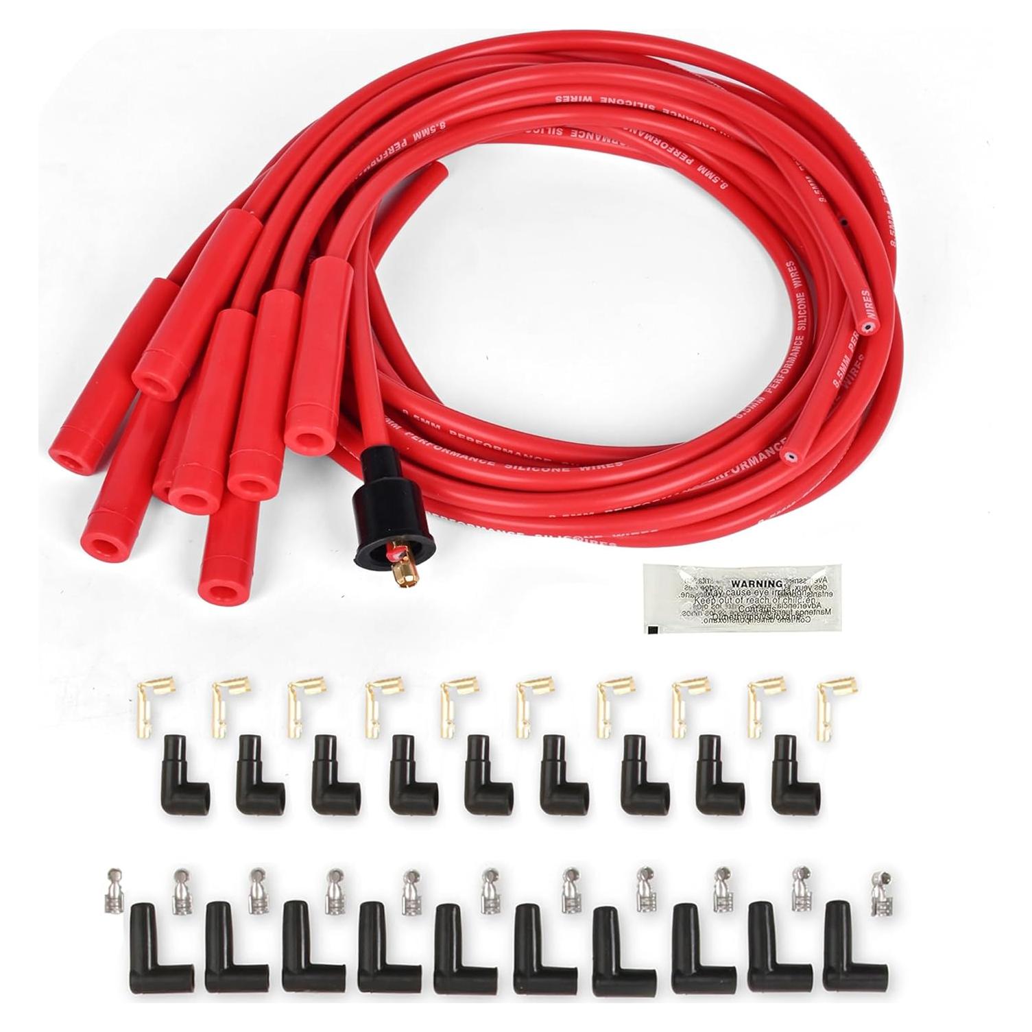 Juego de Cables de Bujía Universal 8.5mm YUANCHINB HEI Rojas