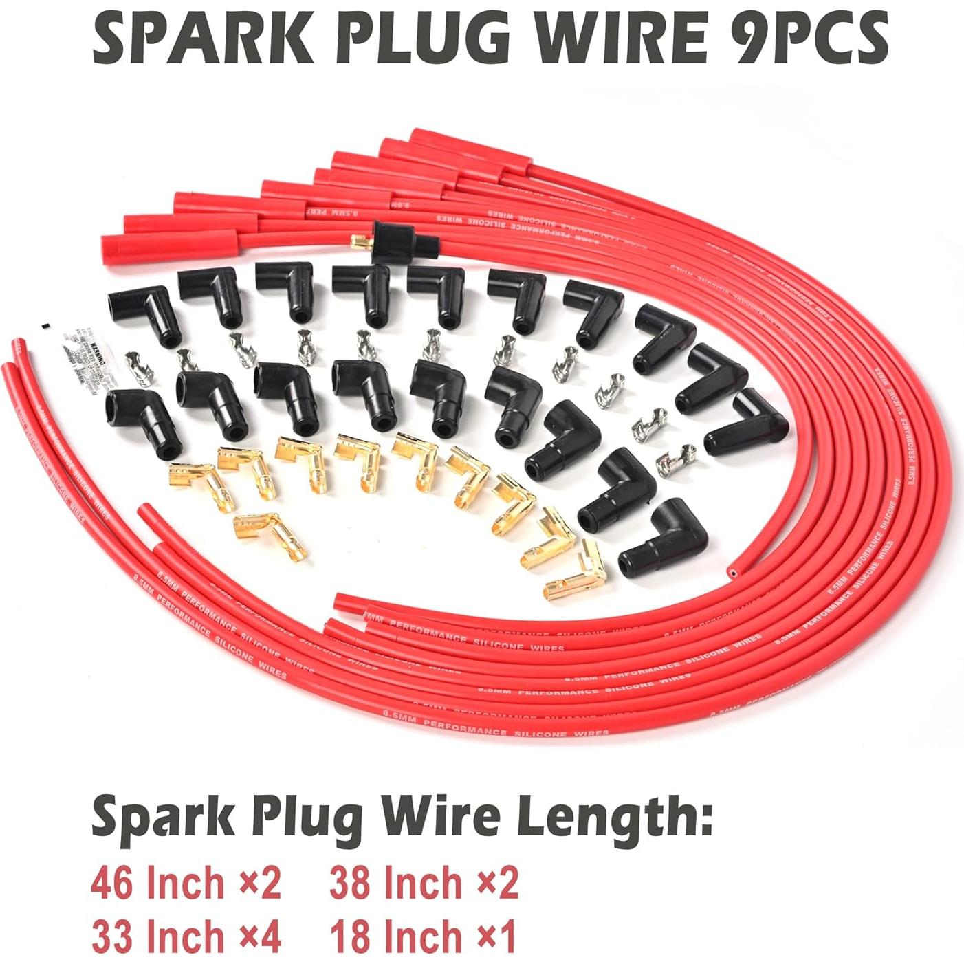 Juego de Cables de Bujía Universal 8.5mm YUANCHINB HEI Rojas