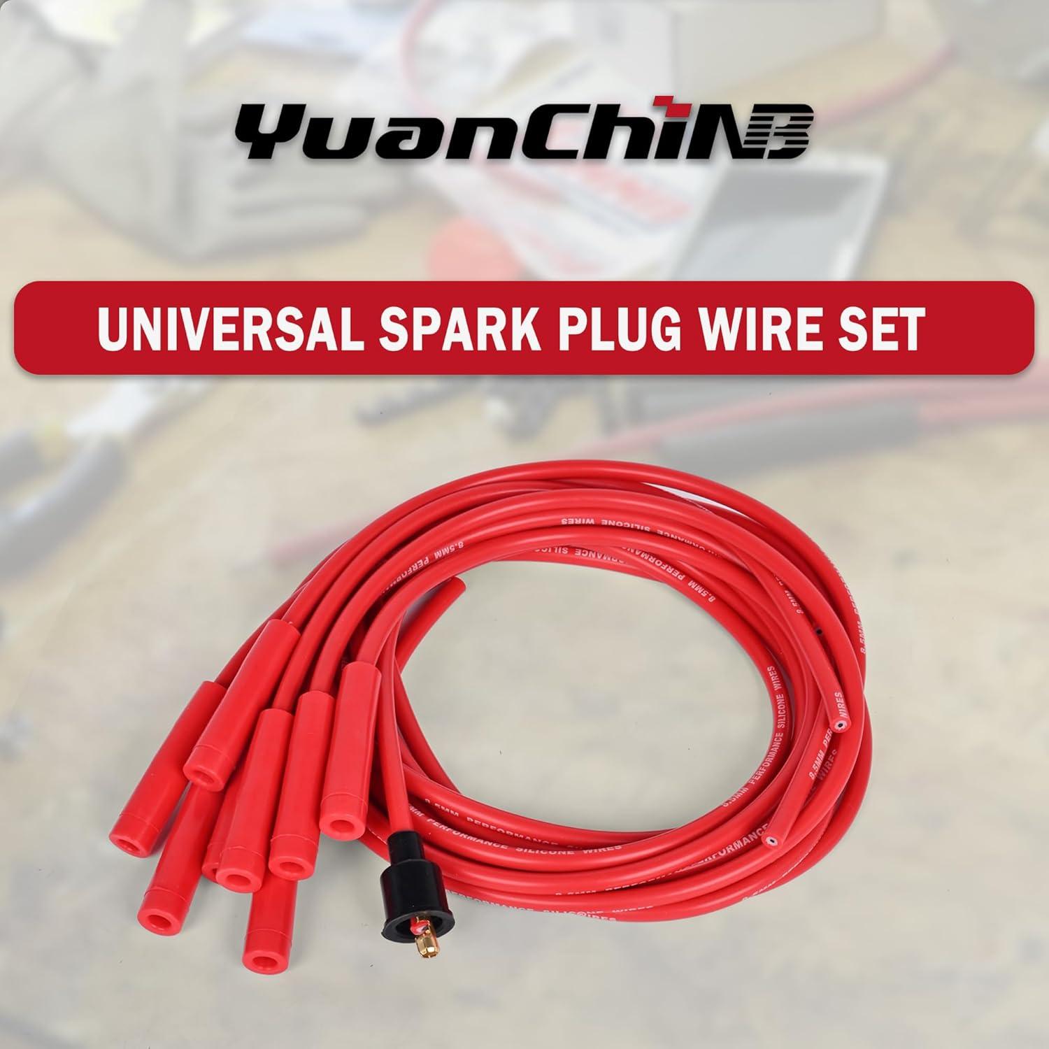 Juego de Cables de Bujía Universal 8.5mm YUANCHINB HEI Rojas