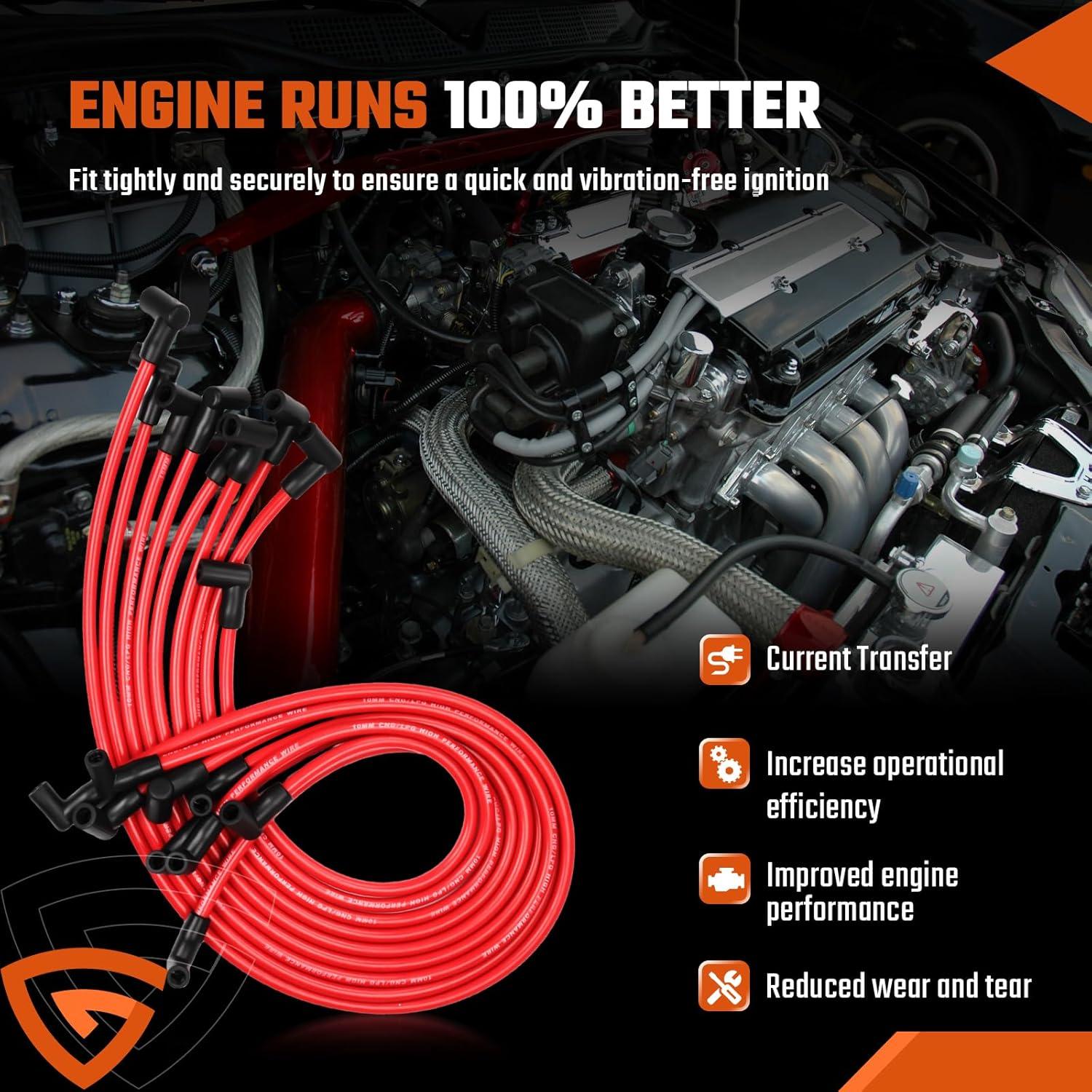 Juego de Cables de Bujía GEARCESS 10.5mm HEI para Chevy V8