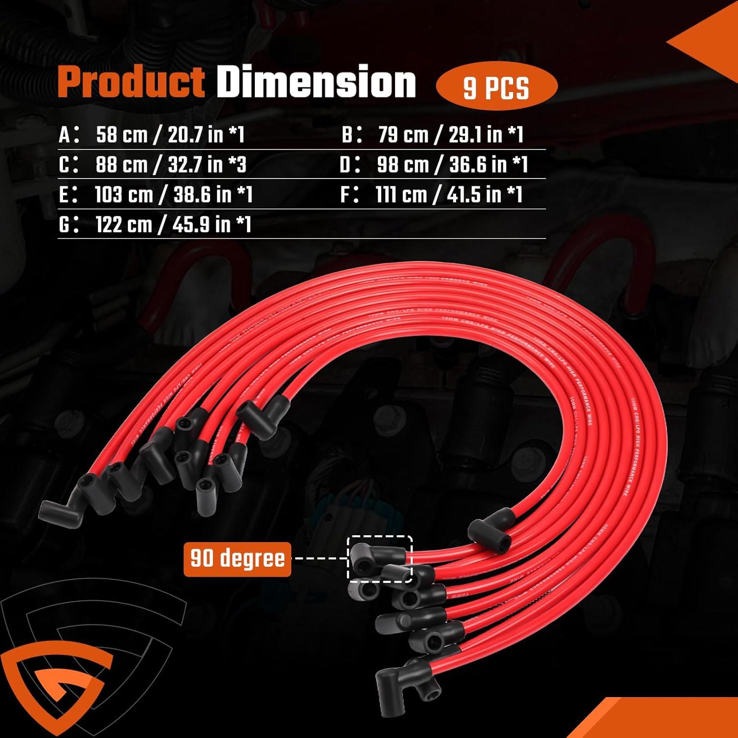 Juego de Cables de Bujía GEARCESS 10.5mm HEI para Chevy V8