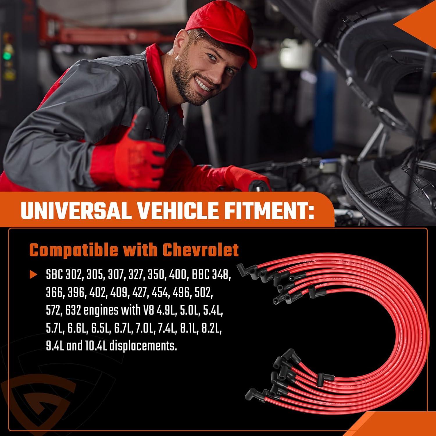 Juego de Cables de Bujía GEARCESS 10.5mm HEI para Chevy V8