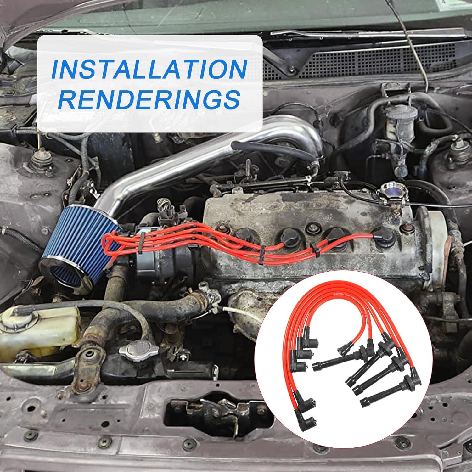 Cables de Bujía JDMSPEED Espiral 10.5mm para Honda Civic 92-00