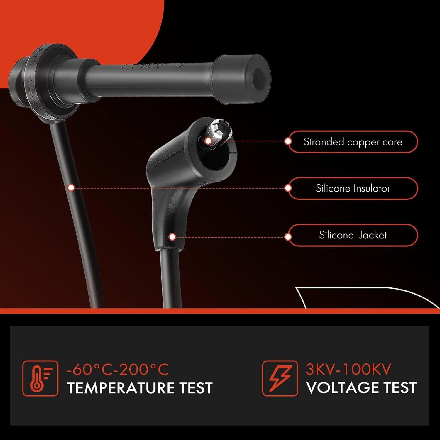 Juego de Cables de Bujía A-Premium Set de 4 para Acura y Honda