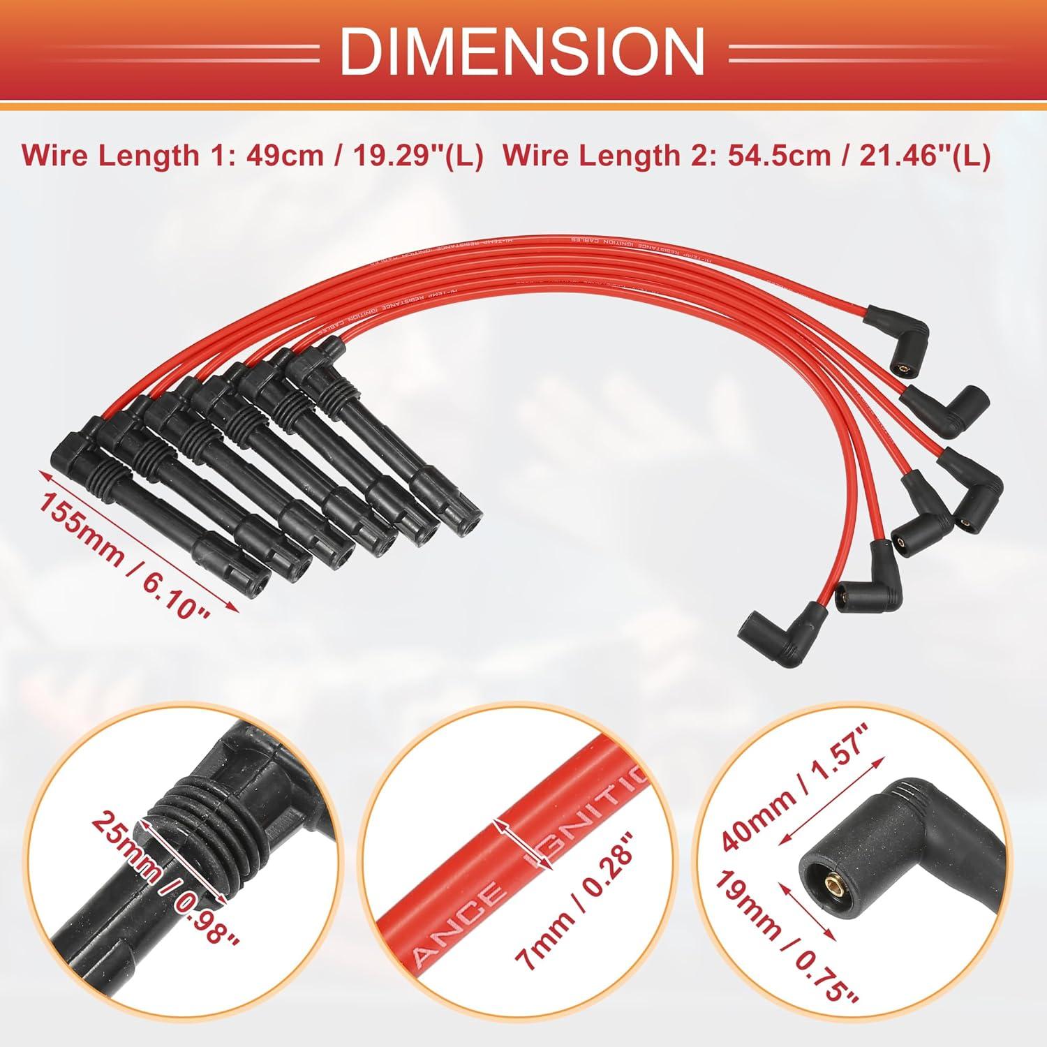 Cables de Bujía de Encendido ACROPIX 7mm Rojo - Paquete de 6