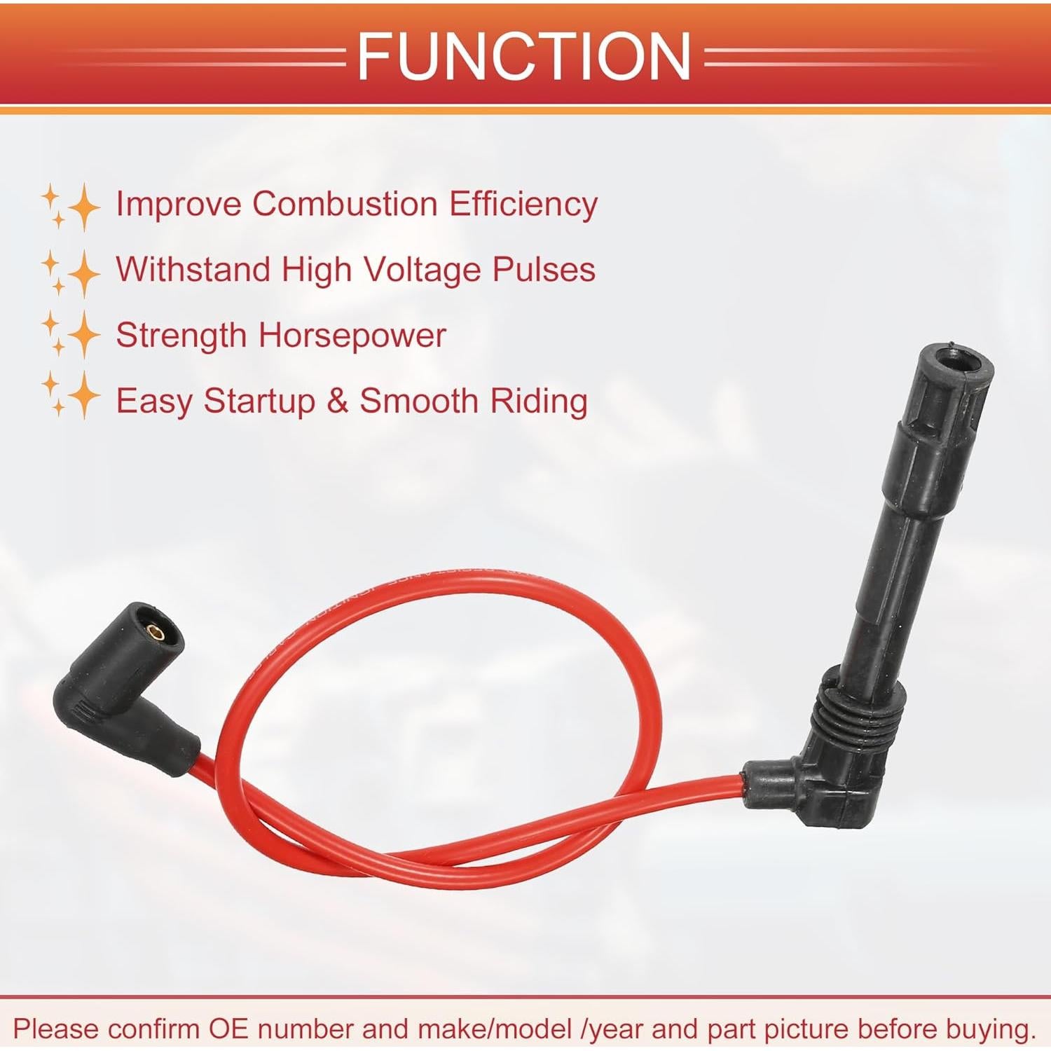 Cables de Bujía de Encendido ACROPIX 7mm Rojo - Paquete de 6