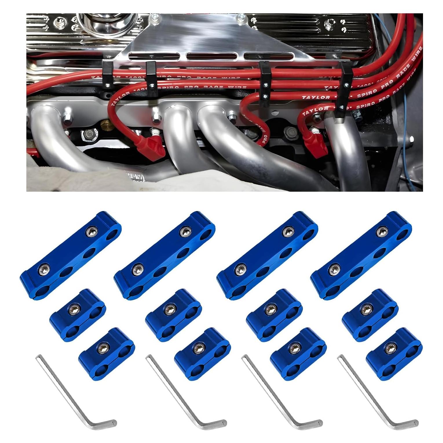 Juego de Separadores de Cables de Bujía YTFRL 4 Piezas Azul