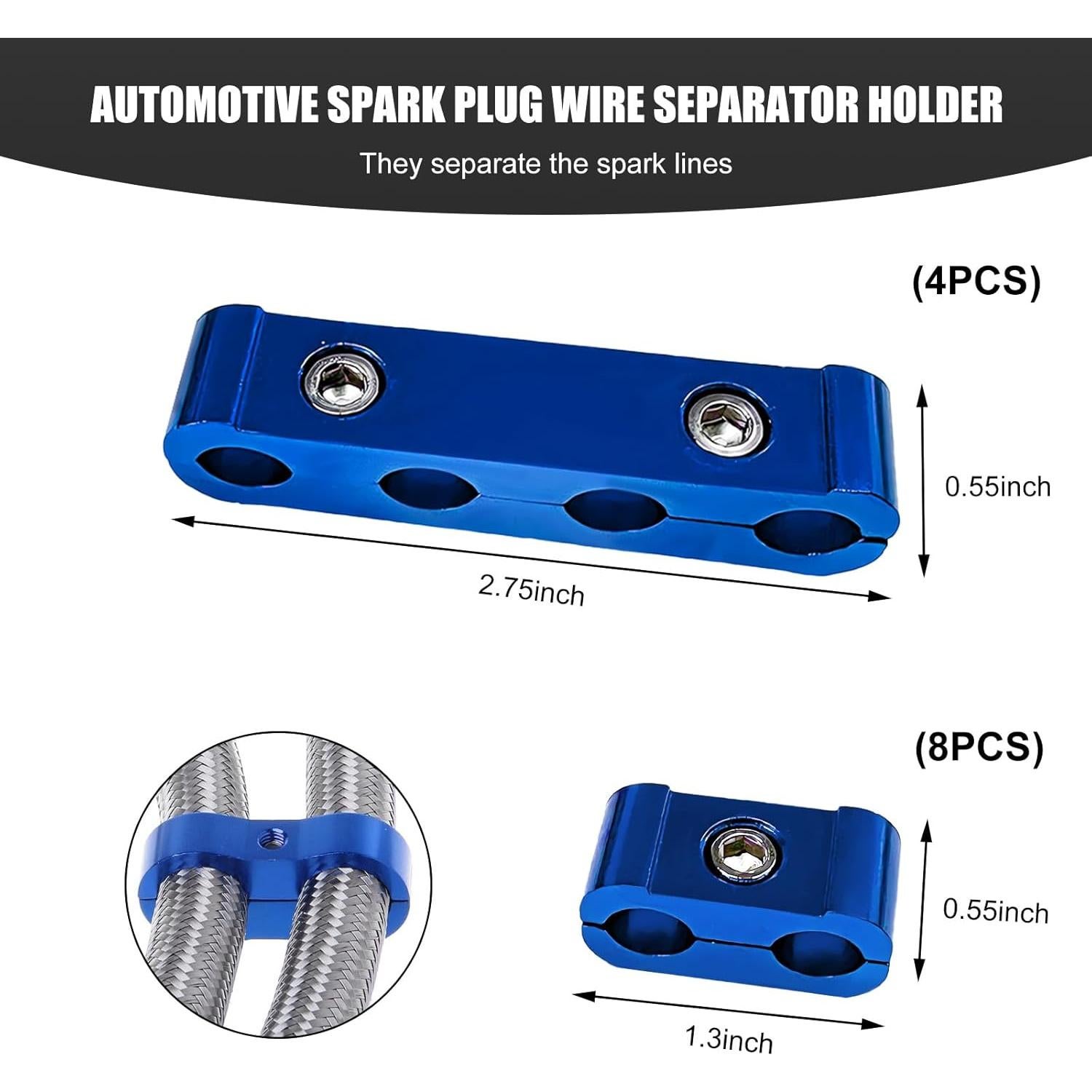 Juego de Separadores de Cables de Bujía YTFRL 4 Piezas Azul