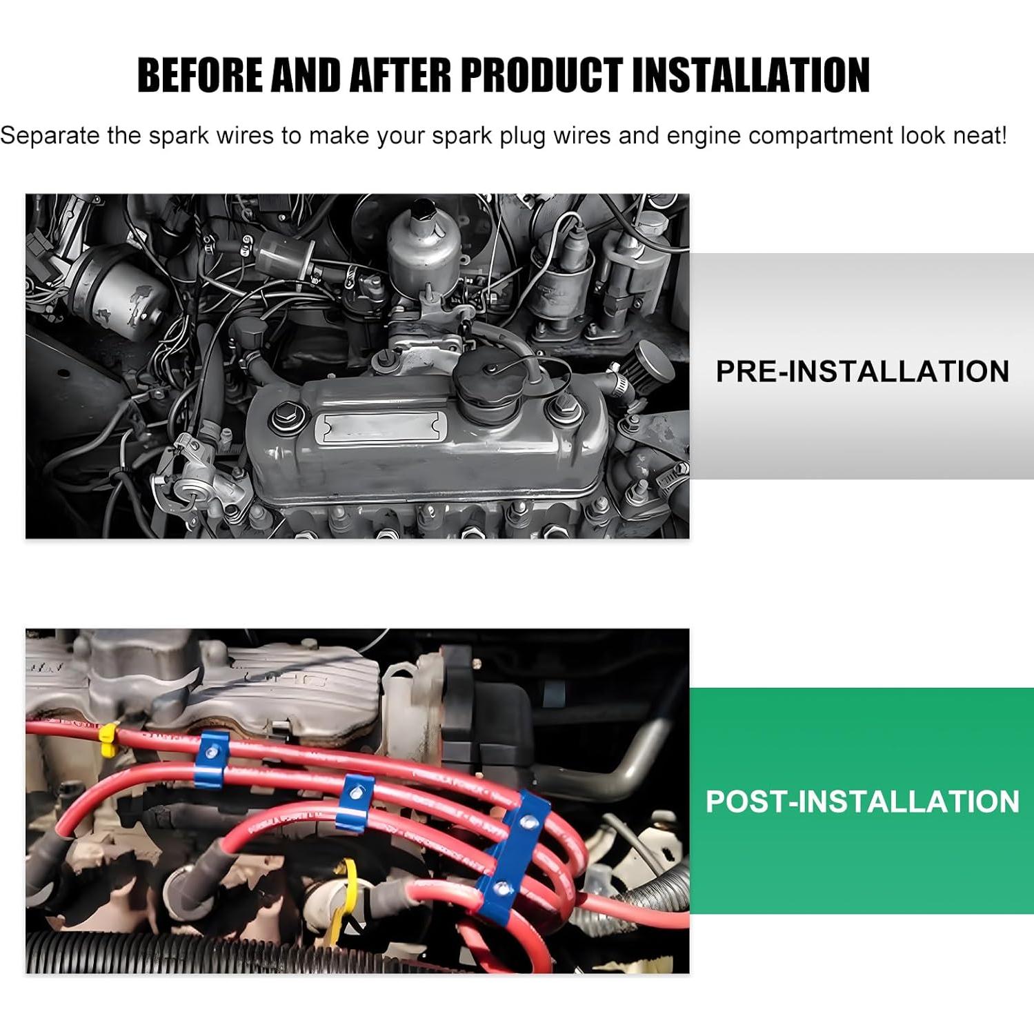 Juego de Separadores de Cables de Bujía YTFRL 4 Piezas Azul