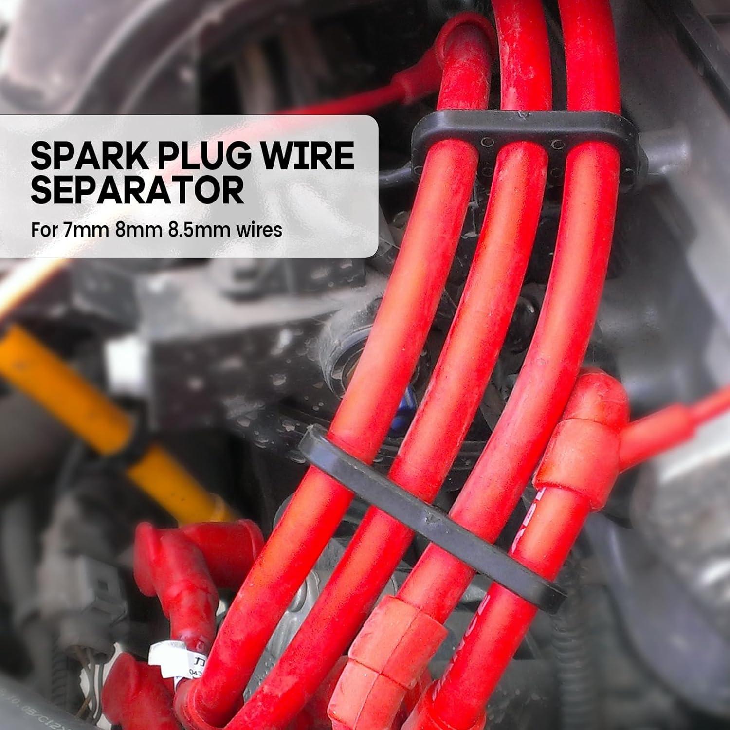 Separador de Cables de Bujía Linsdala 12PCS Negro 7-8.8mm