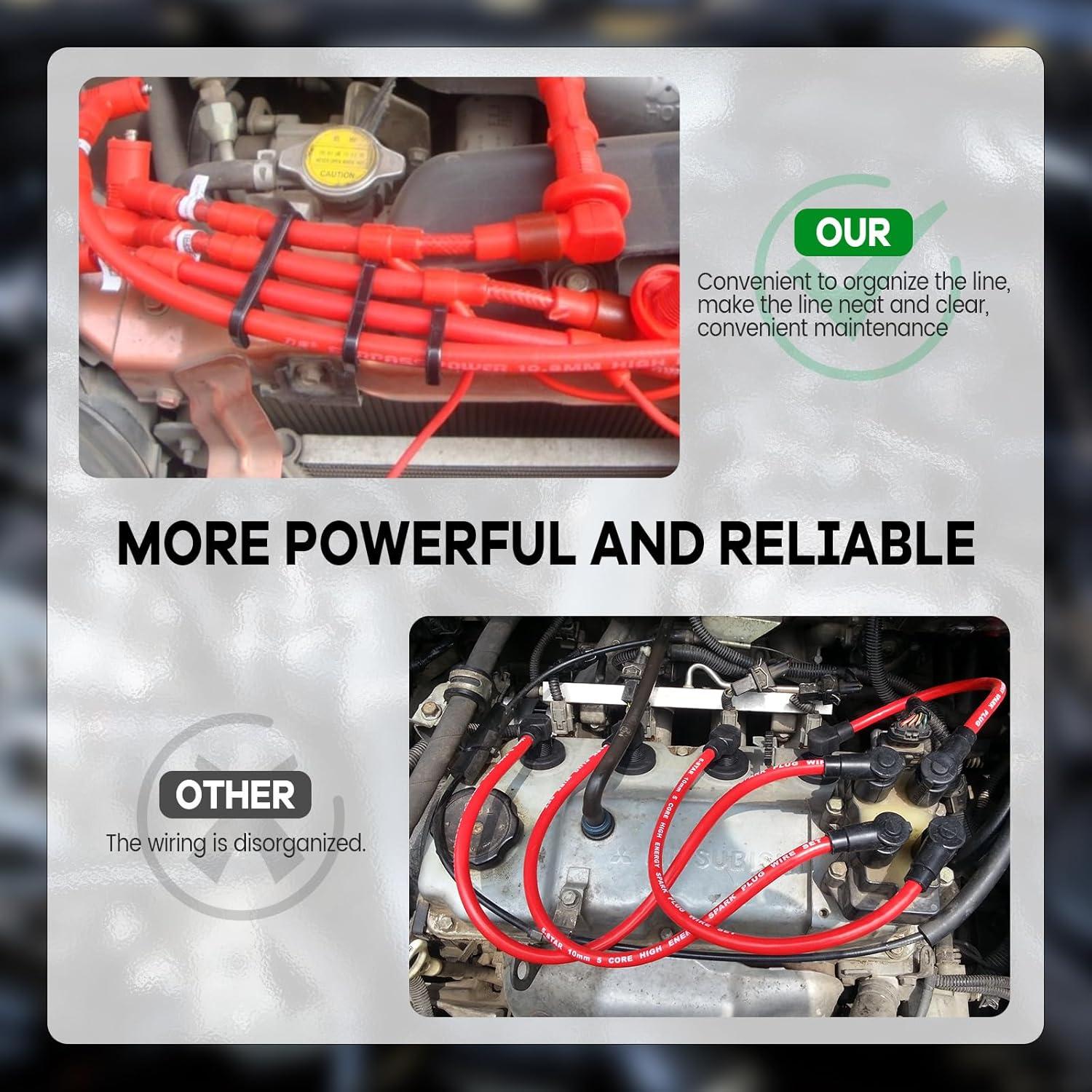 Separador de Cables de Bujía Linsdala 12PCS Negro 7-8.8mm