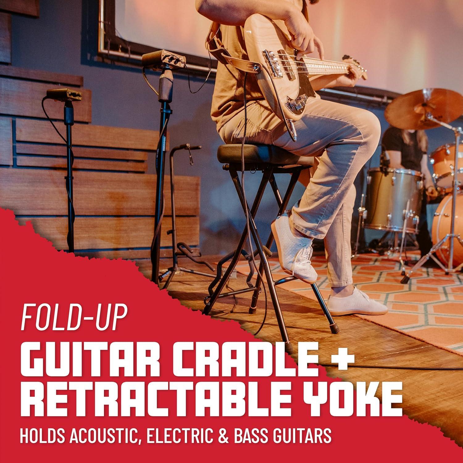 Taburete Plegable Gator Frameworks con Soporte para Guitarra