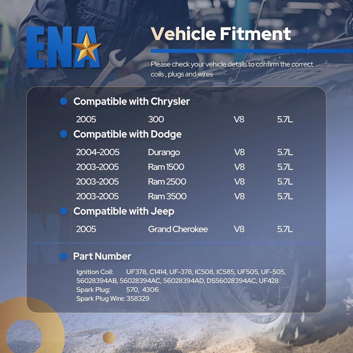 Juego de 8 Bobinas de Encendido ENA + 16 Bujías 5.7L V8