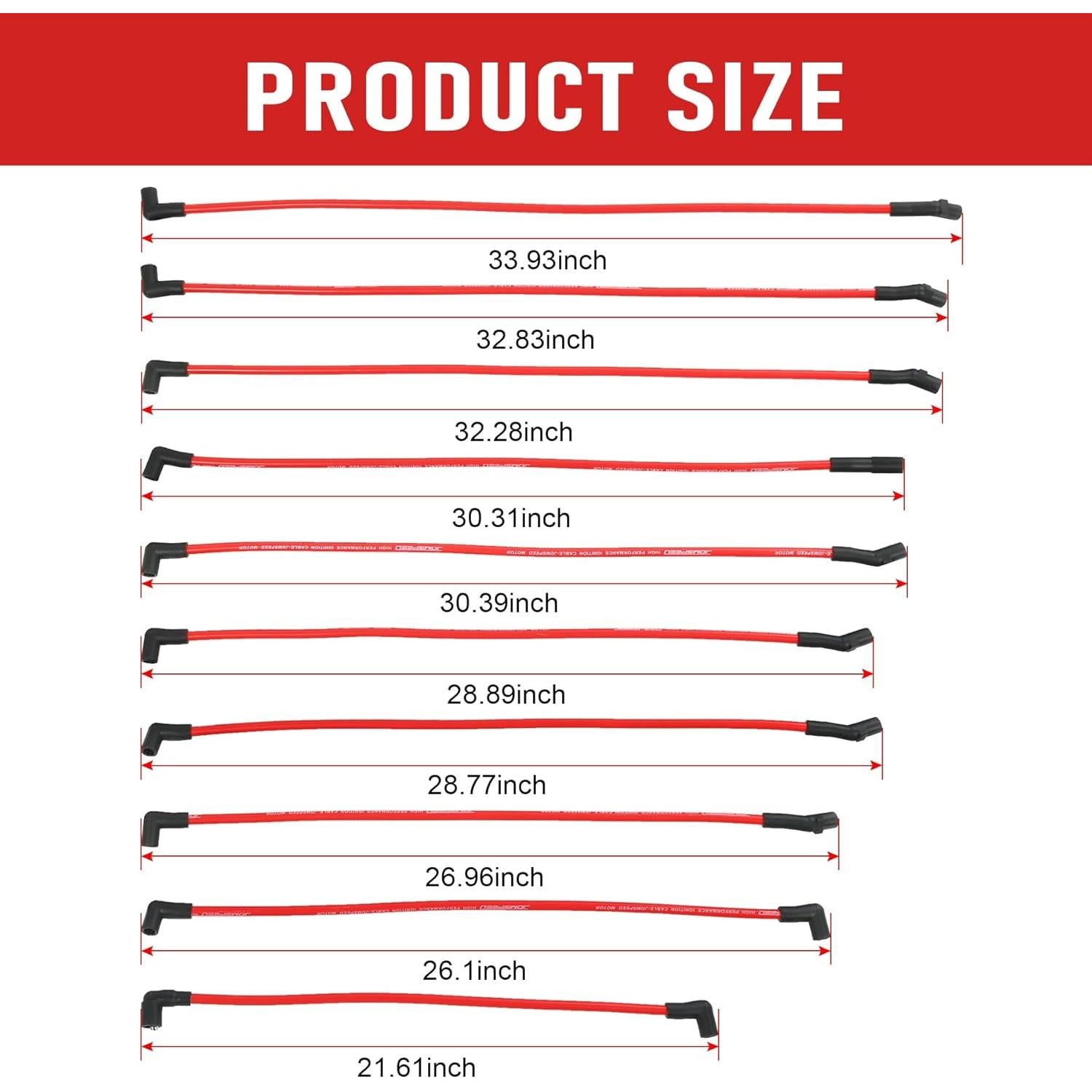Juego de Cables de Bujía 10.2mm JDMSPEED para Ford F-150 Mustang